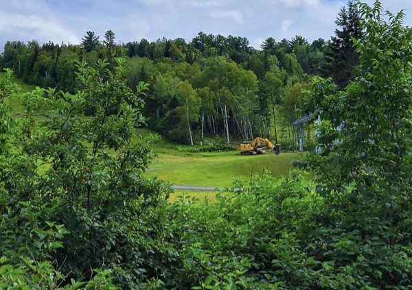 large lawn with machine